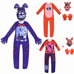 Cosplay Costume Toy Bear FNAF Halloween Mask Jumpsuit for Kids Animal Bodysuit Dress Up Fancy Holiday Party Accessories Clothes