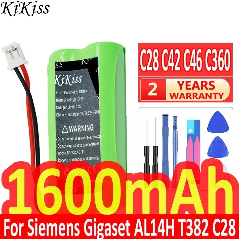 1600mAh KiKiss Battery For SIEMENS Gigaset AL14H T382 C28 C42 C46 C360 C365 A140 C36H (V30145-K1310-X383 V30145-K1310-X359 )