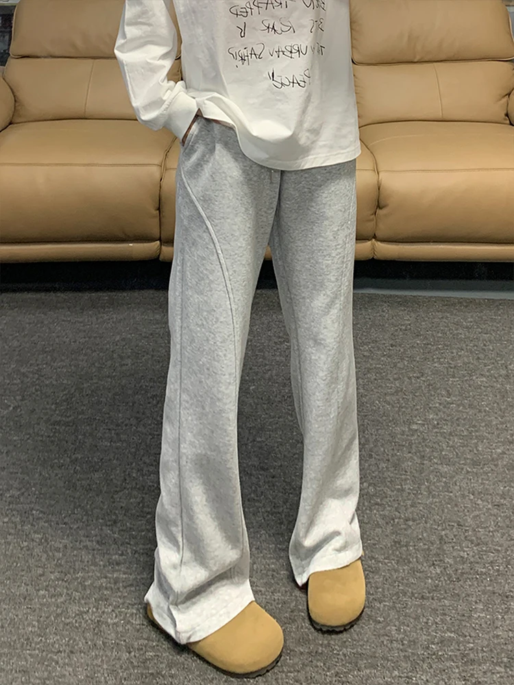 

Спортивные брюки Cleanfit American Sle с прямым кроем и скошенными штанинами, мужские, модные, осенние, с высокой талией, свободного кроя, немнущиеся