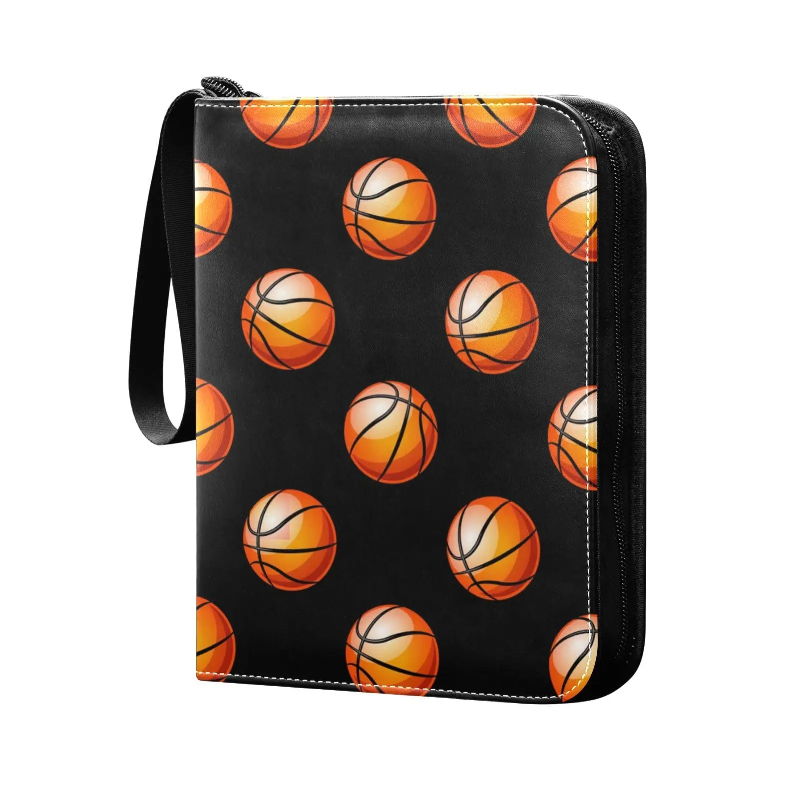 Basketball Black 4 Pocket Cards Binder, 400 Double Sided Pocket Album for Sport Game Cards, Unique Card Collection Storage