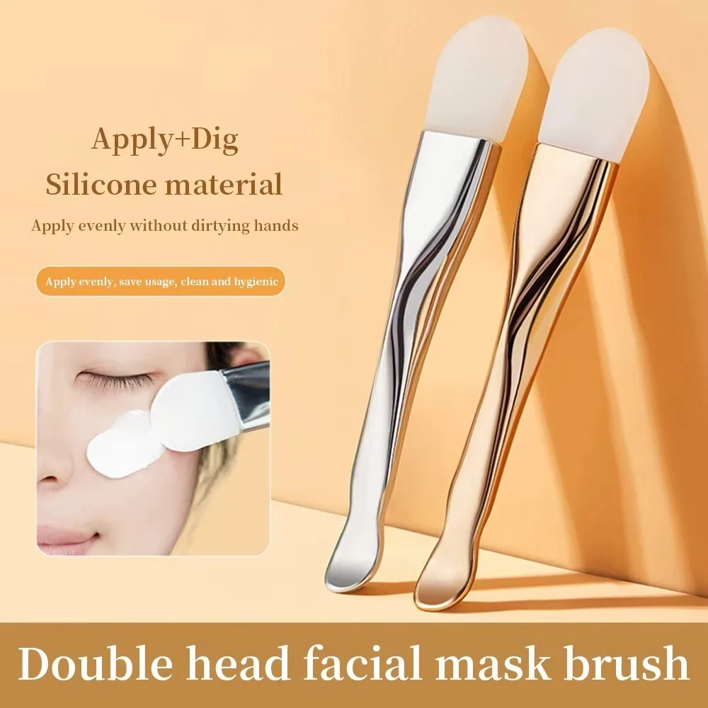 

Double Head Silicone Facial Mask Brush Beauty Tool with Digging Spoon Face Cleaning Brush Dual-Use Daub Type