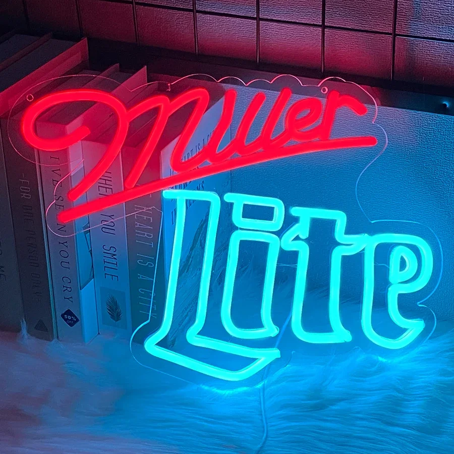 Miller Lite Led Neon Lights Are Used For Wall Decoration, Usb Power Supply With Switch, Men'S Caves, Bars, Christmas Decoration.