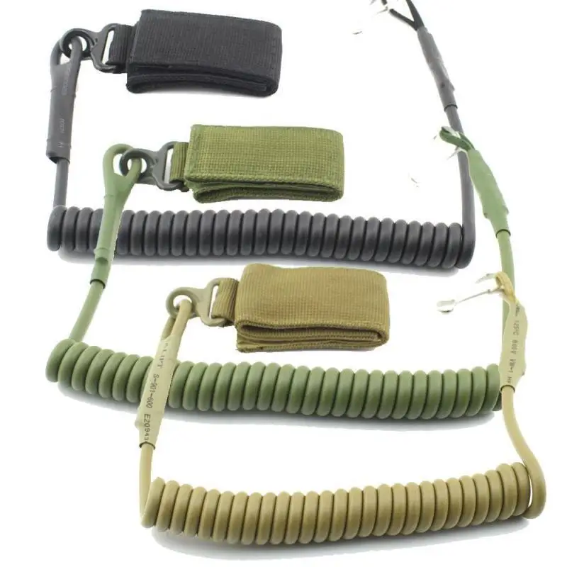 Molle Airsoft Coil Sling Military Elastic Belt Spring Strap Backpack Bag Rope Lanyard Gun Handgun Shooting Hunt Pistol Tool