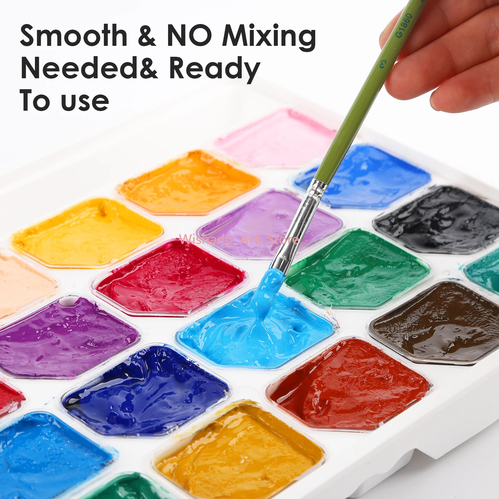 Marie‘s 24 Colors 30ml Jelly Gouache Paint Set with 3 Pcs Brushes Art Beginner Gouache Paint Replaceable Gouache Refill