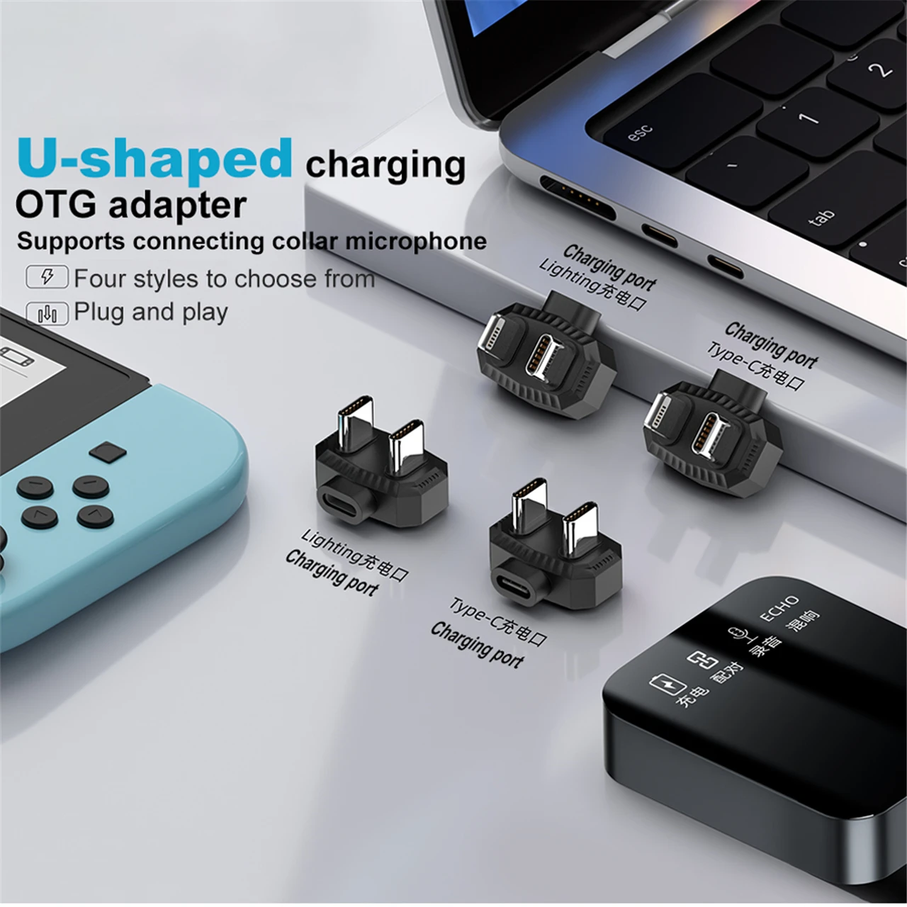 U-shaped Lighting Type C OTG Adapter Fast Data Transfer USBC Charging Converter for microphone Steam Deck/Nintendo Switch IOS 5V