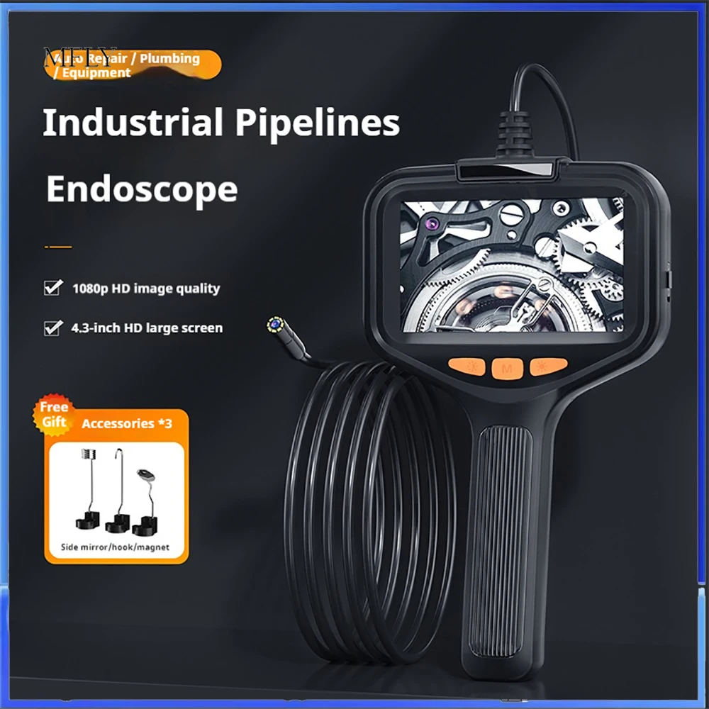 4.3'' LCD Screen HD Digital Handheld Borescope IP67 1080P Waterproof Snake Camera Sewer Inspection Camera with 8 LED Lights