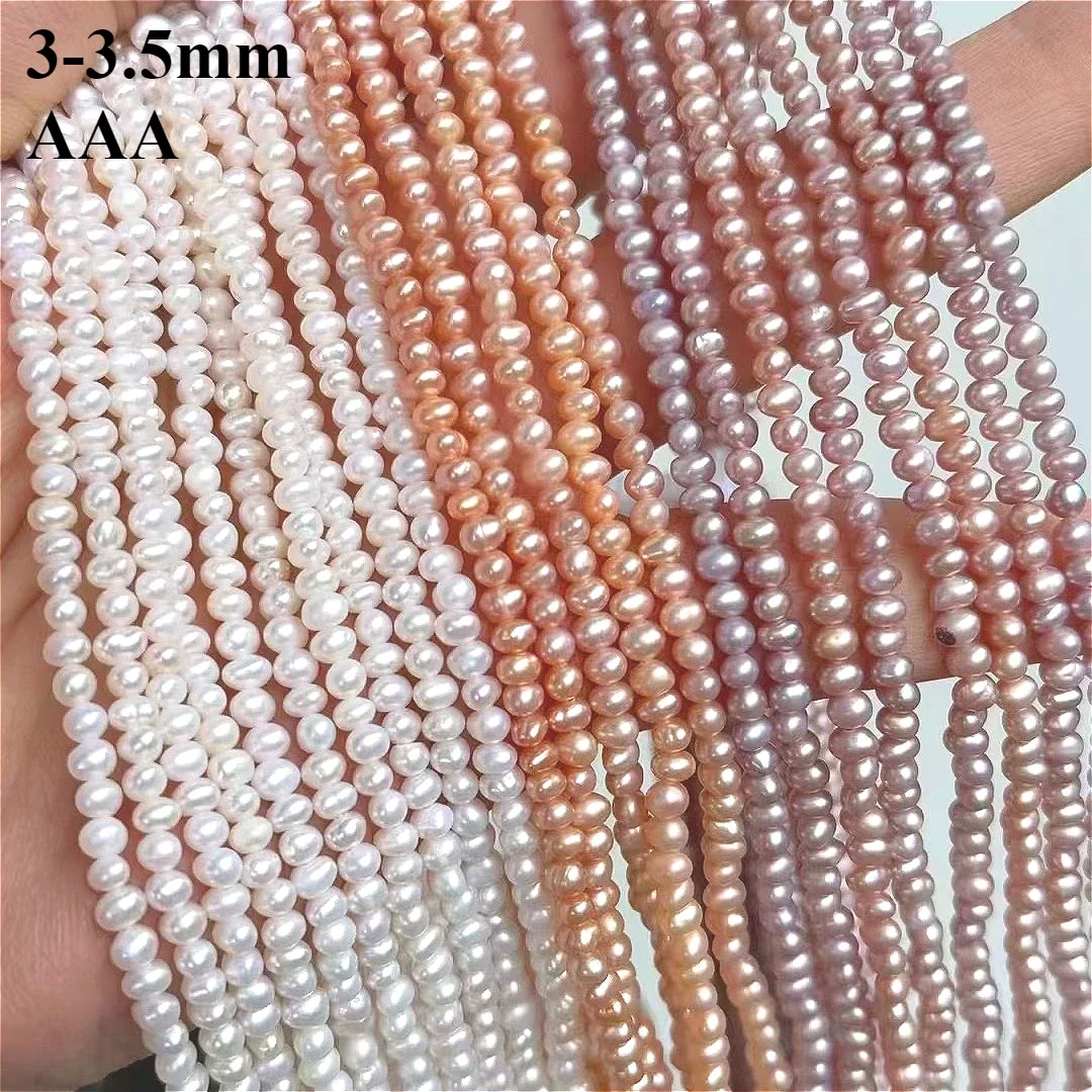 

3-3.5mm3A Natural Freshwater Oval White Purple Pink Isolated Loose Bead Exquisite Women JewelryDIY Necklace Bracelet Accessories