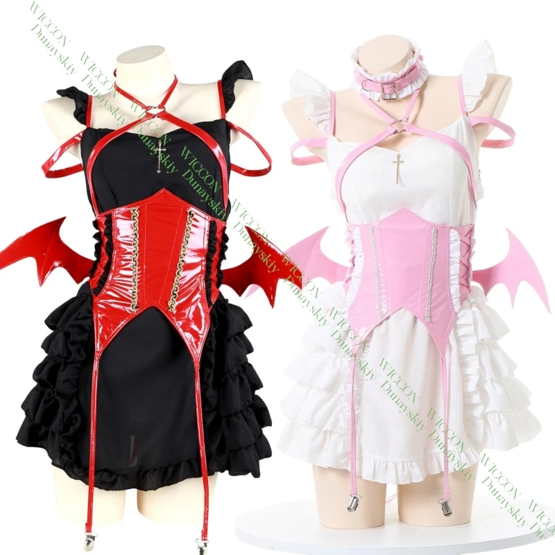 

Sexy Lolita Anime Cosplay Dress Three Styles Devil Wings Maid Uniform Outfit For Halloween Party