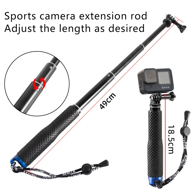 Aluminum Alloy Extention Pole Selfie Stick Long Rod Length Up To 92 Cm For Hero 13 12 11 10 9 Insta360 ONE X4 X3