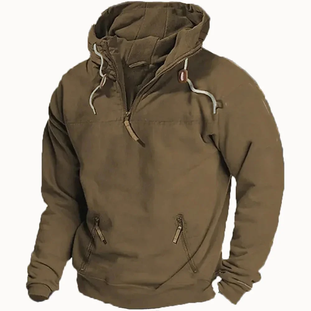 

2024 Autumn and Winter New Style Men's Hooded Solid Color Sweatshirt, Youth Sports Casual Loose Versatile Sweatshirt Coat