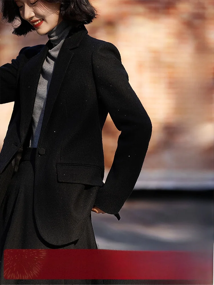 

Женский костюм Ele Retro с тонкой блестящей хлопчатобумажной тканью Long Sve Regular Length для повседневного ношения Xhange/Xiaohan Pav...