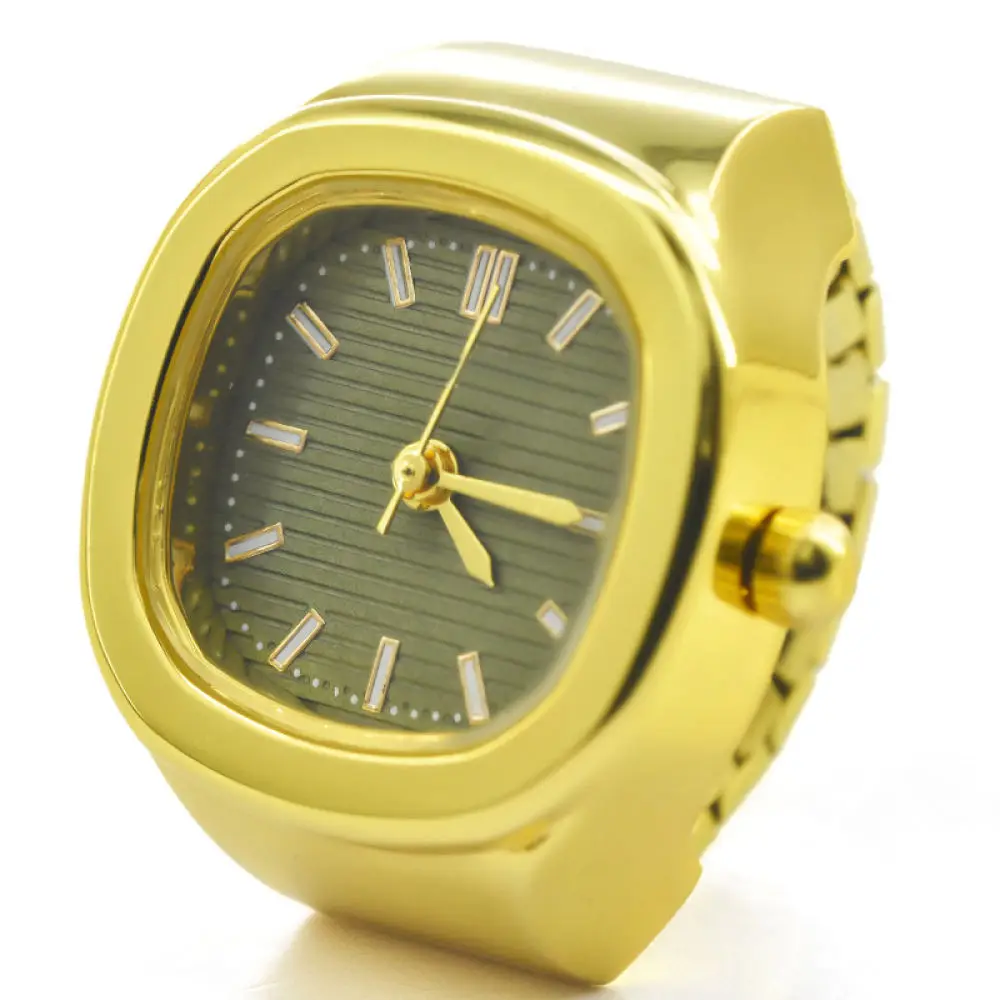 Trendy Square Finger Quartz Watch Elegant Alloy Ring Clock Portable Multifunctional Jewelry For Students Unisex