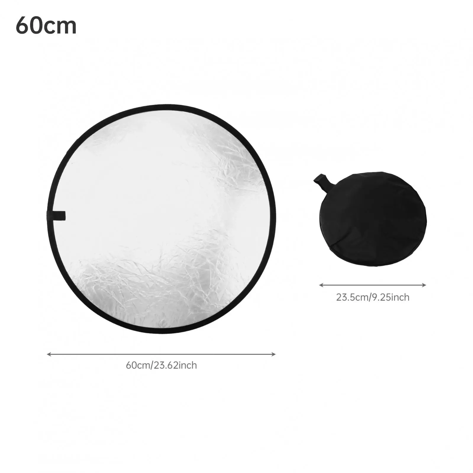 2 في 1 30 / 60 / 80 سم فضي أبيض عاكس الضوء الناشر لإضاءة التصوير الفوتوغرافي في الاستوديو / الإضاءة الخارجية مع حقيبة