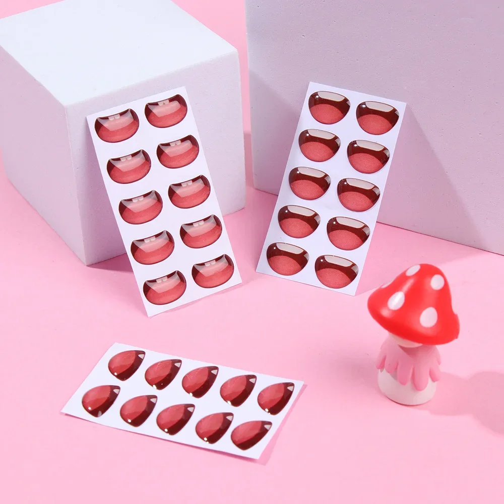 10 Uds. De pegatinas para la boca, varios estilos, figura de Anime de dibujos animados, cara de muñeca, pegatinas de órgano, accesorios para muñecas de papel de vidrio DIY