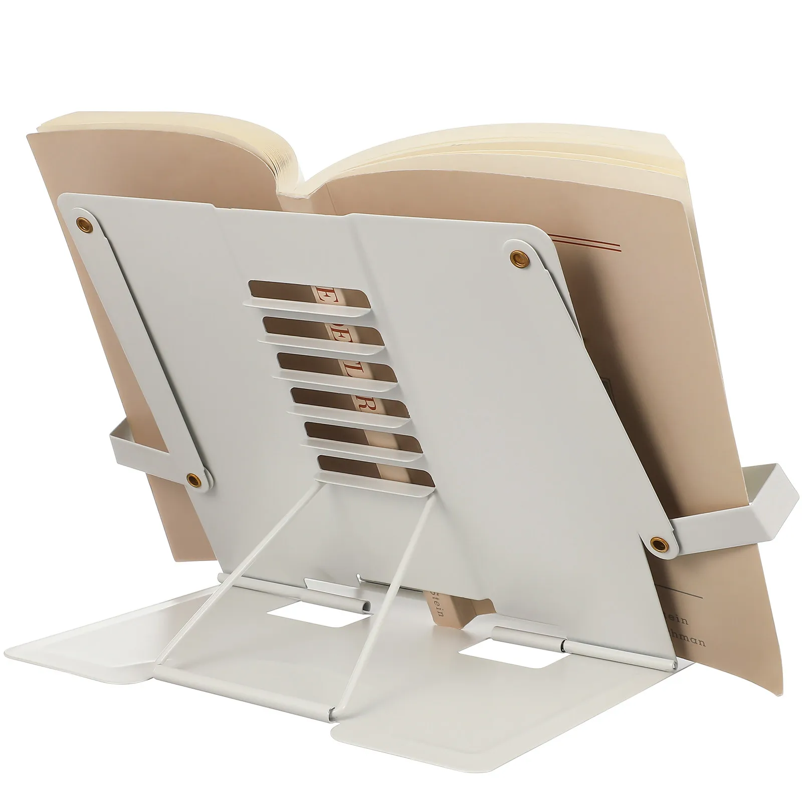 Book Stand for Reading Adjustable Ergonomic Book Holder Portable Non-Slip Page Clips Bookstand for Desk Cookbook Stand Tablet