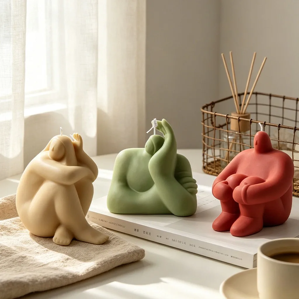 Human Body Face Candle Silicone Mold 3D Abstract Portrait Statue Wax Resin Soap Plaster Craft Making Molds DIY Home Decor Tool