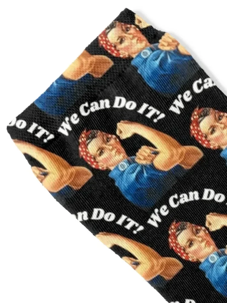 Rosie the Riveter in Black Socks tennis Thermal man winter gifts Toe sports Socks Women Men's