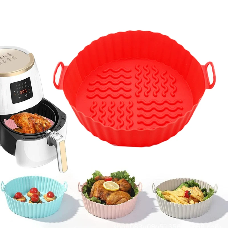 

Air Fryer Silicone Pot With Handle Reusable Non-stick Air Fryer Silicone Liners Food Safe Air Fryers Oven Accessories