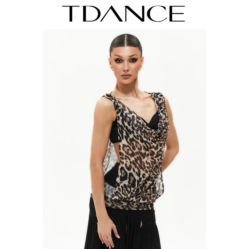 Customized TDANCE Latin Dance Top Practice Dress [Swing Collar Waist] Teacher's Classroom Performance Loose Matching GL-171