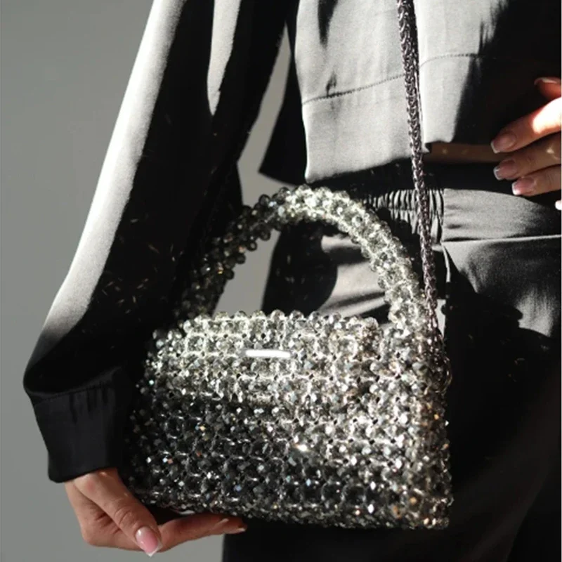 

Ins Niche Design Crossbody Women's Bags New Luxurious Sparkling Crystal Party Handbags For Women Custom Flip Small Square Bag