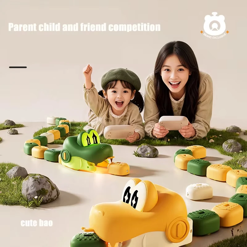Interactive RC Magnetic Eating Snake Car Toy for Kids Educational Greedy Bean Devouring Animal Remote Control Car Birthday Gift