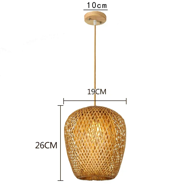JOYINLED E27 Straw Bamboo Lighting Cover Handwoven Wooden Lampshade Ceiling Lamp Home Hotel Restaurant Decoration