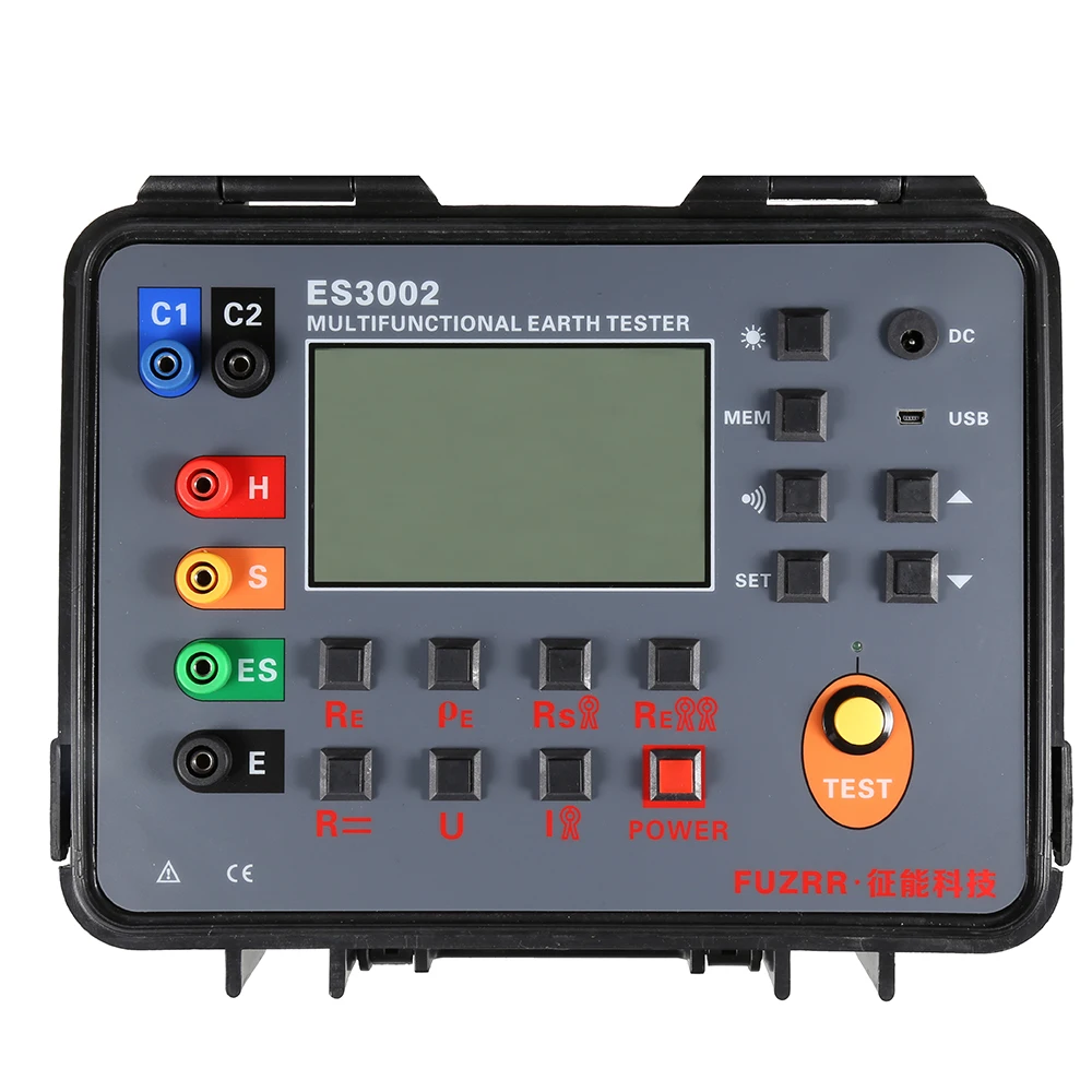 double-clamp multi-function grounding resistance Tester DC AC 30.00kΩ 0.0mA-1000A Soil Resistivity 9999kΩm 4-wire method