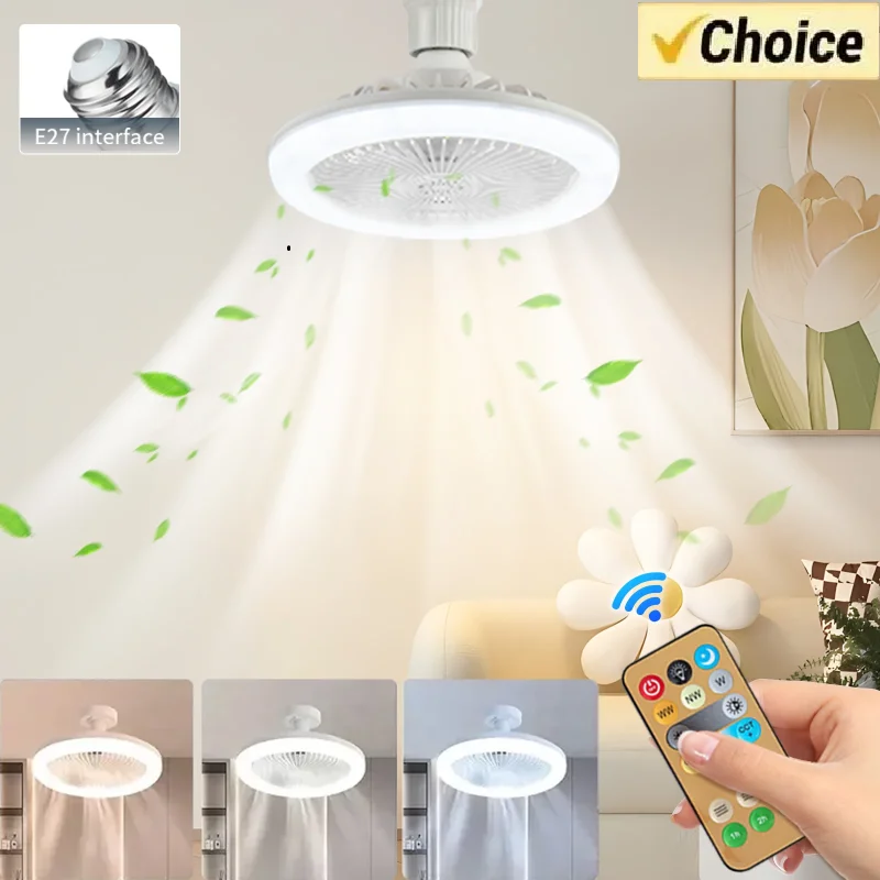 

2-in-1 Three-speed Mode LED Fan Light With Remote Control E27 AC85-265V Lighting Base For Bedroom Living Room Light Fan Ceiling