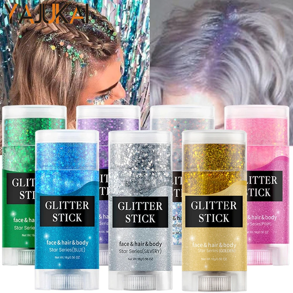 

Yajukai 1Pc Silver Body Glitter Stick Sparkling Sequins Neon Outfit Party Concert Music Accessories Hair And Body Glitter Makeup