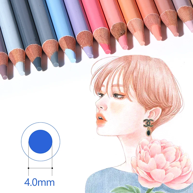 H&B Flesh Colored Pencil Set 24pcs Premium Skin/Hair/Portrait Tone Painting Pens Soft Thick 4mm Core Wood School Useful Supplies