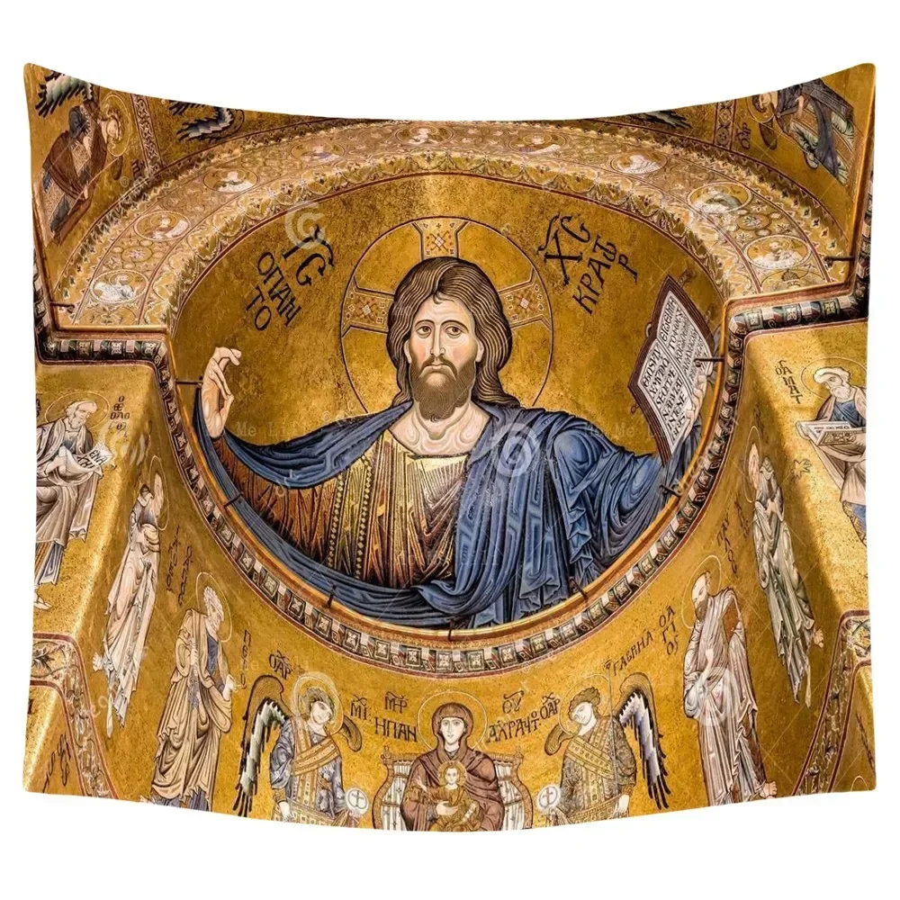 Tapiz de Cristo en la catedral de Monreale cerca de Palermo Sicilia Italia de Ho Me Lili para decoración de sala de estar