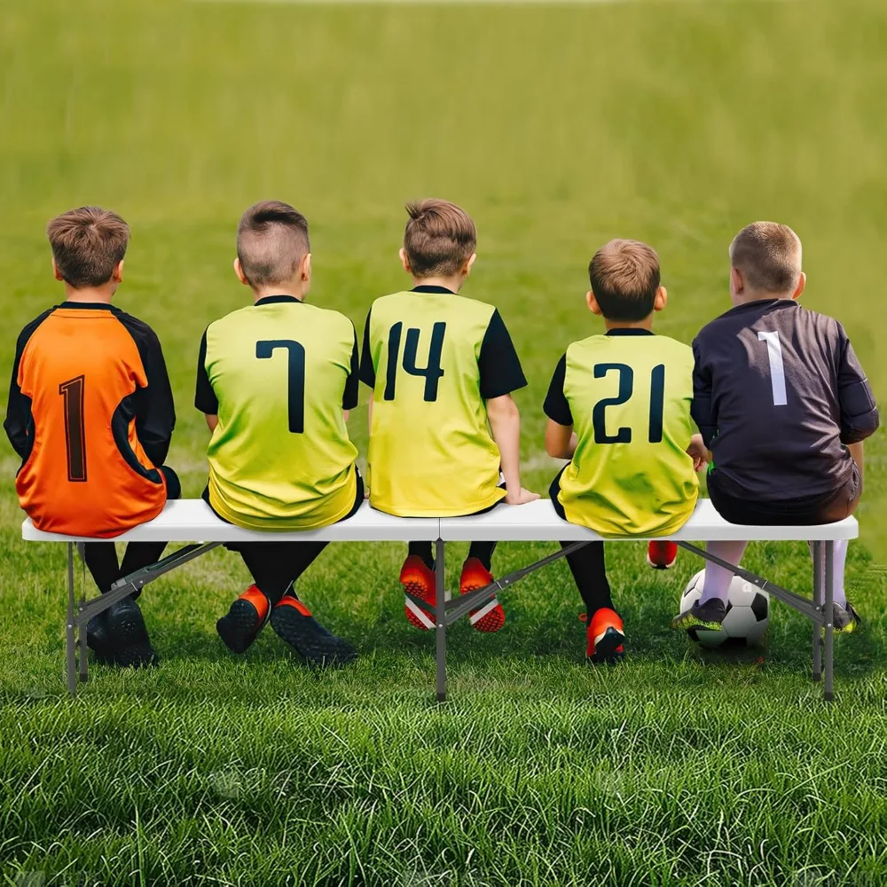 مقعد بلاستيكي متين HDPE قابل للطي بطول 6 أقدام مع أرجل معدنية للاستخدام الخارجي، مثالي للنزهات والحدائق والتخييم والمتنزهات #2