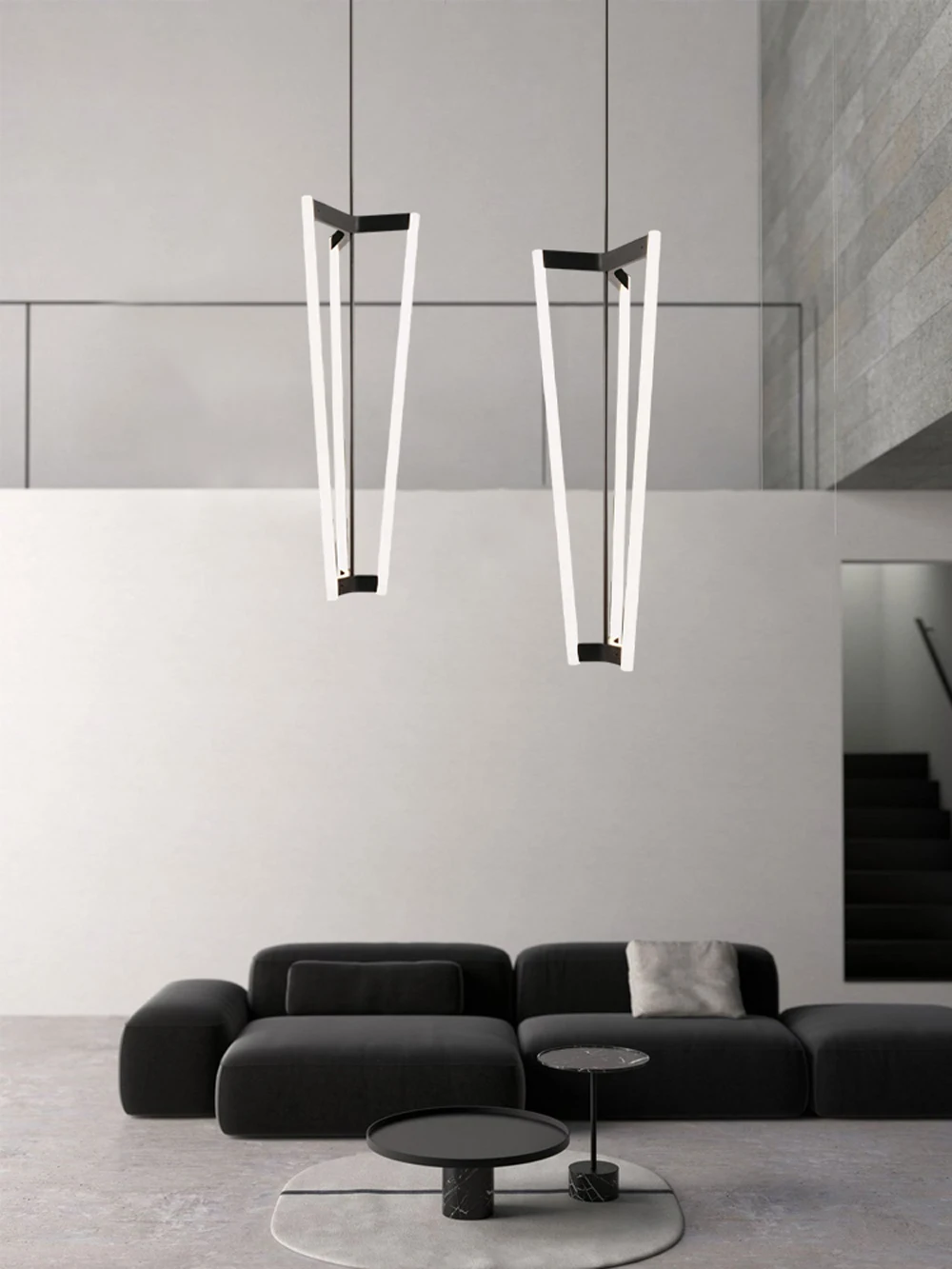 Home Geometric Black Brass LED Pendant Light Hanging Dinning