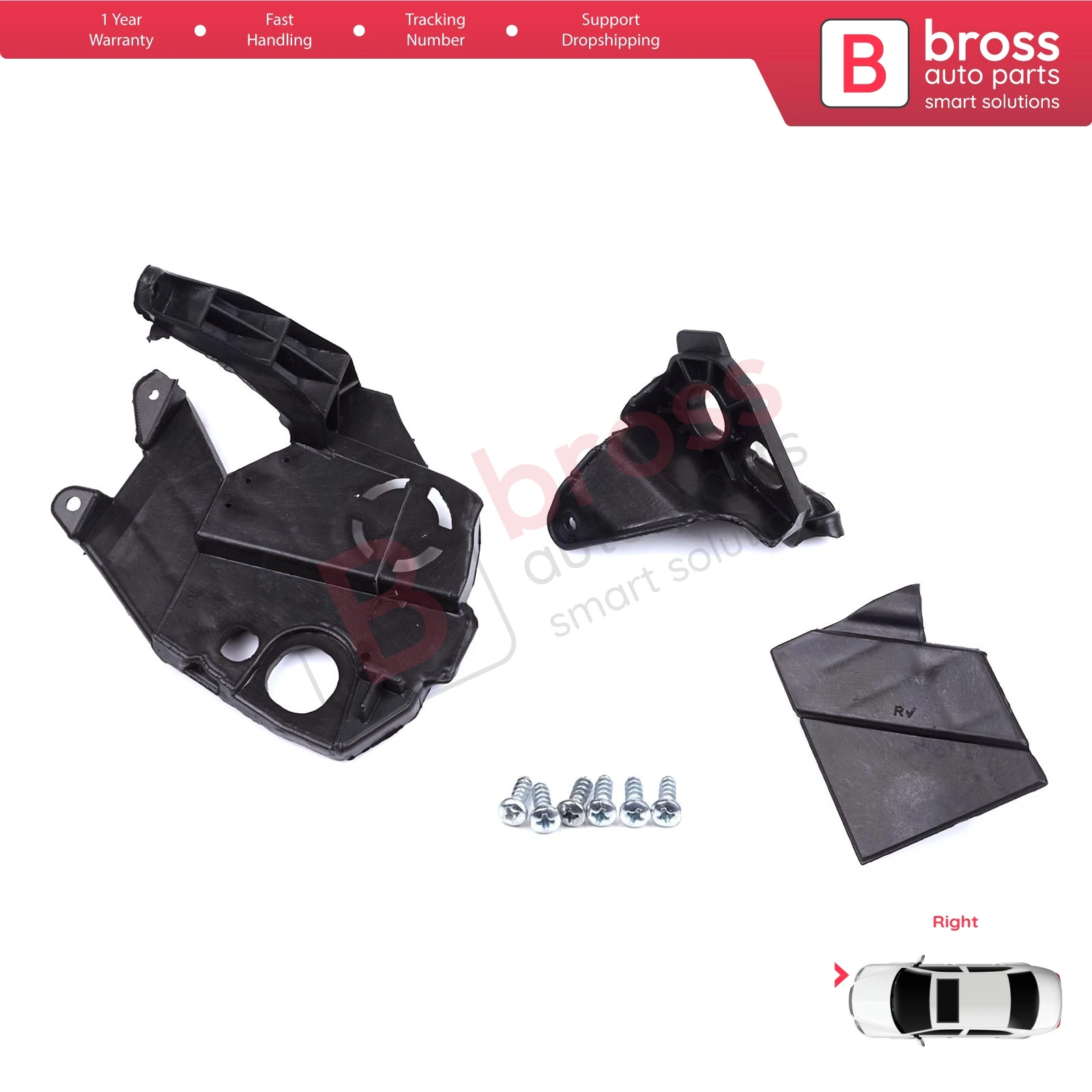 BHL584-2 Headlight Holder Mount Repair Bracket Tab Set Right Side for Peugeot 3008 5008 MK2 2016-2024 9814255780