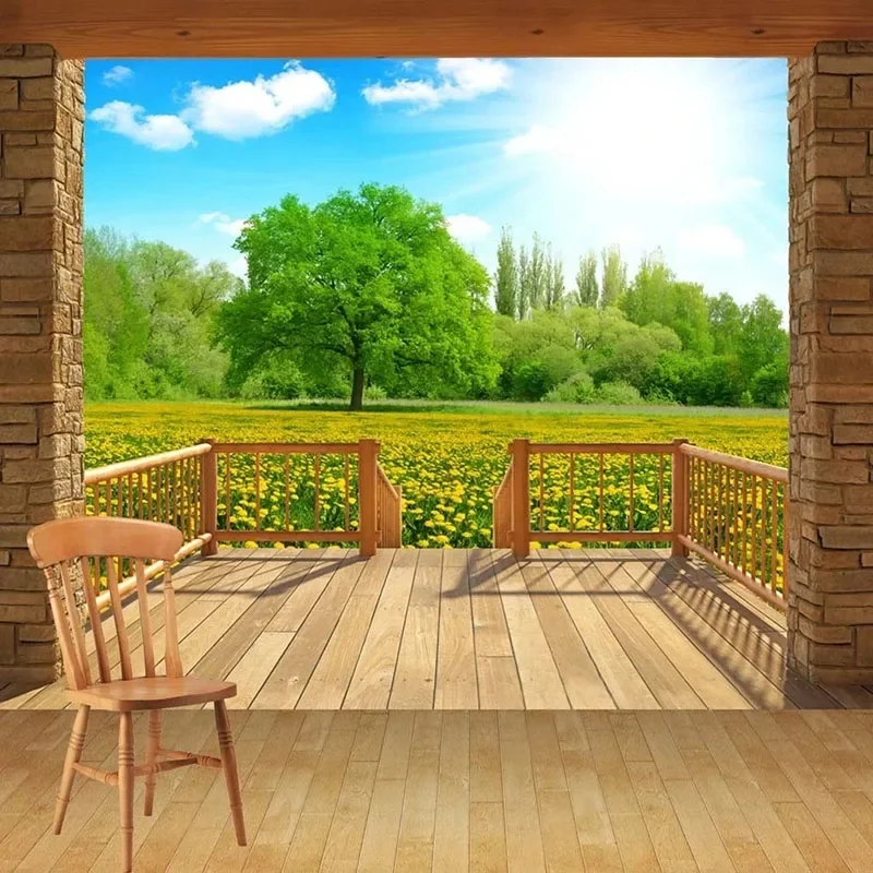 3D Garden Landscape Wall Mural Custom Wallpaper Nature Scenery Background for Living Room Bedroom Sofa TV Wall Home Decor
