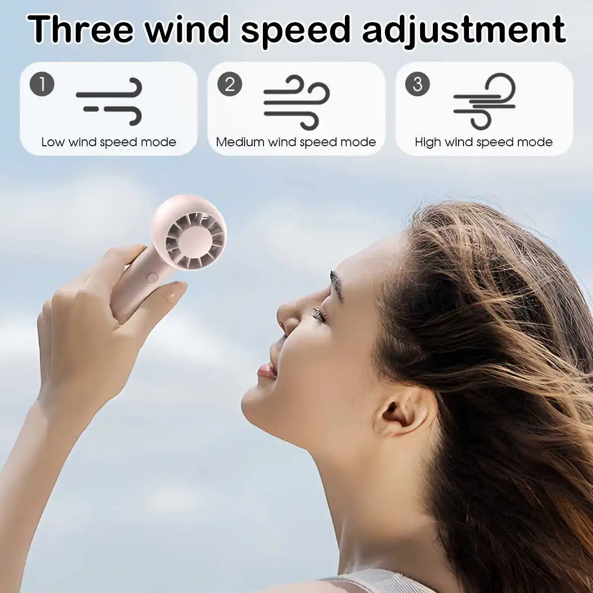 Handheld small fan, bladeless cold air, portable and portable mini USB charging, silent electric fan