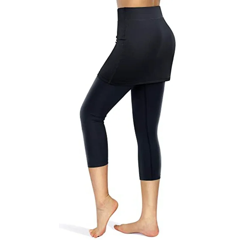 Womens tênis skorts esporte ginásio falso duas peças compressão correndo calças de fitness secagem rápida saia badminton