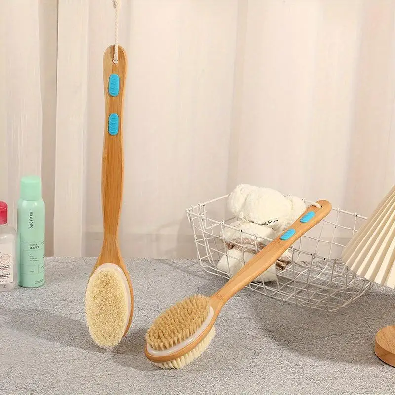 

1pcs Dual-Sided Shower Brush with Soft and Stiff Bristles for Exfoliating and Scrubbing Body in Wet or Dry Conditions