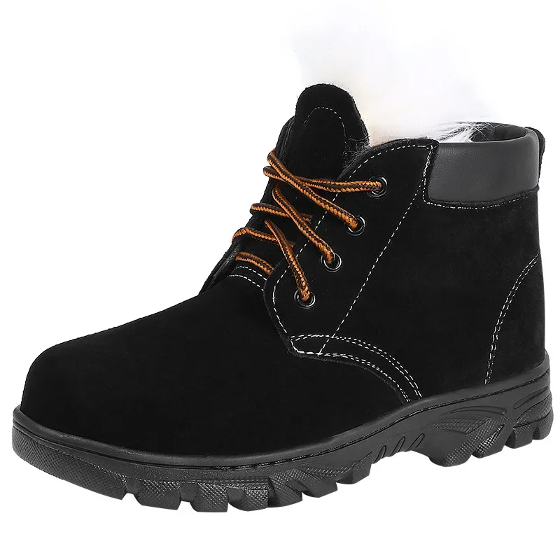 DurableSnow Boots Men's Winter Fur Integrated Men's Shoes Fleece Thickened Warm Labor Insurance Shoes