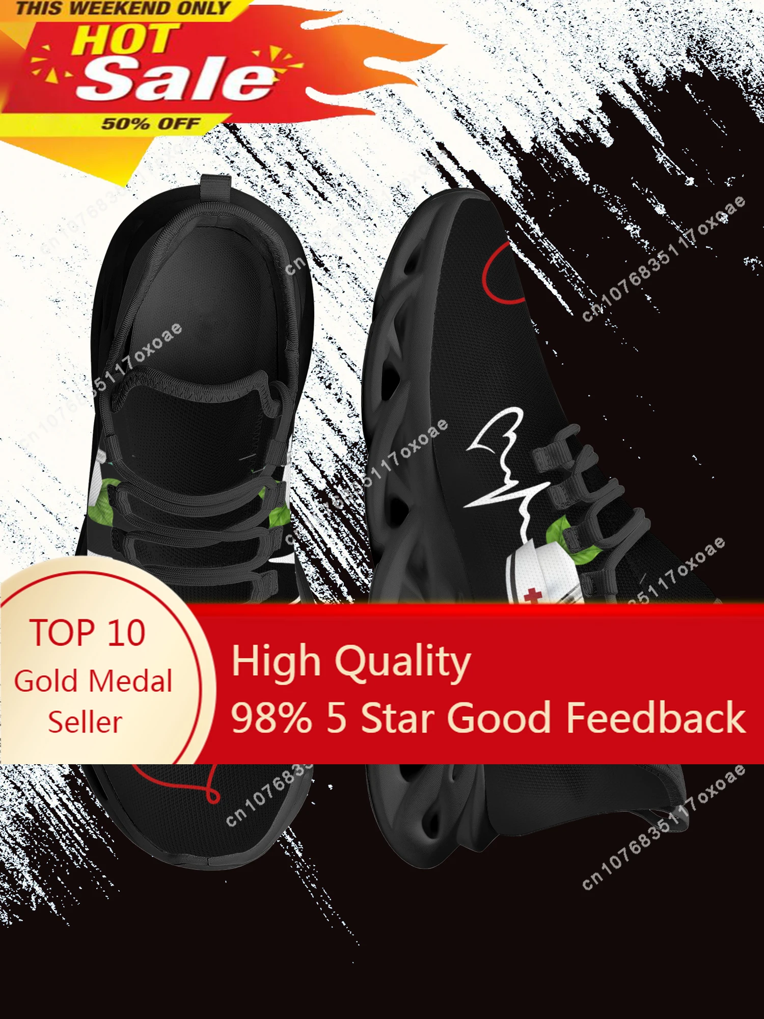 Hospital Nurse Cap Pattern Ladies Flat Shoes Medical Heartbeat Print Sneakers Fashion Winter Lightweight Lace Up Shoes