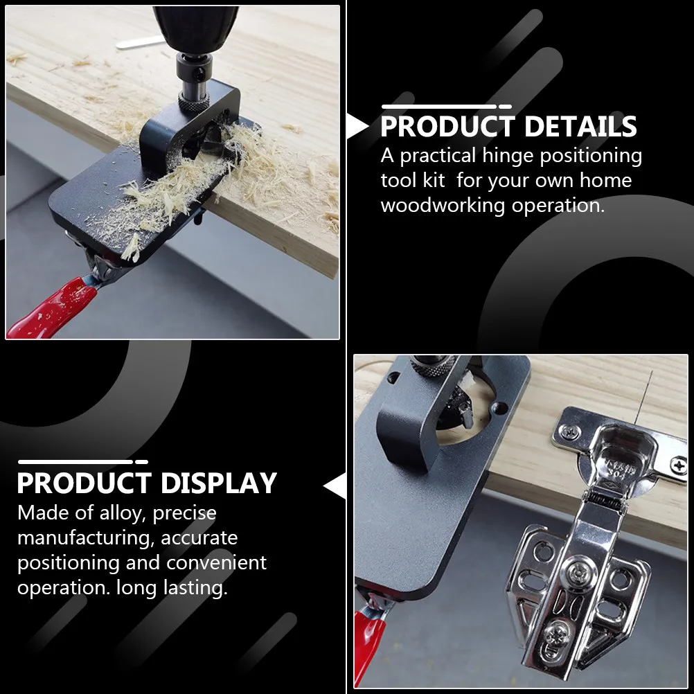 

1Set Hinge Positioning Tool Kit Alloy Woodworking Hinge Hole Jig Lightweight Portable for Cabinet Door Installation Furniture