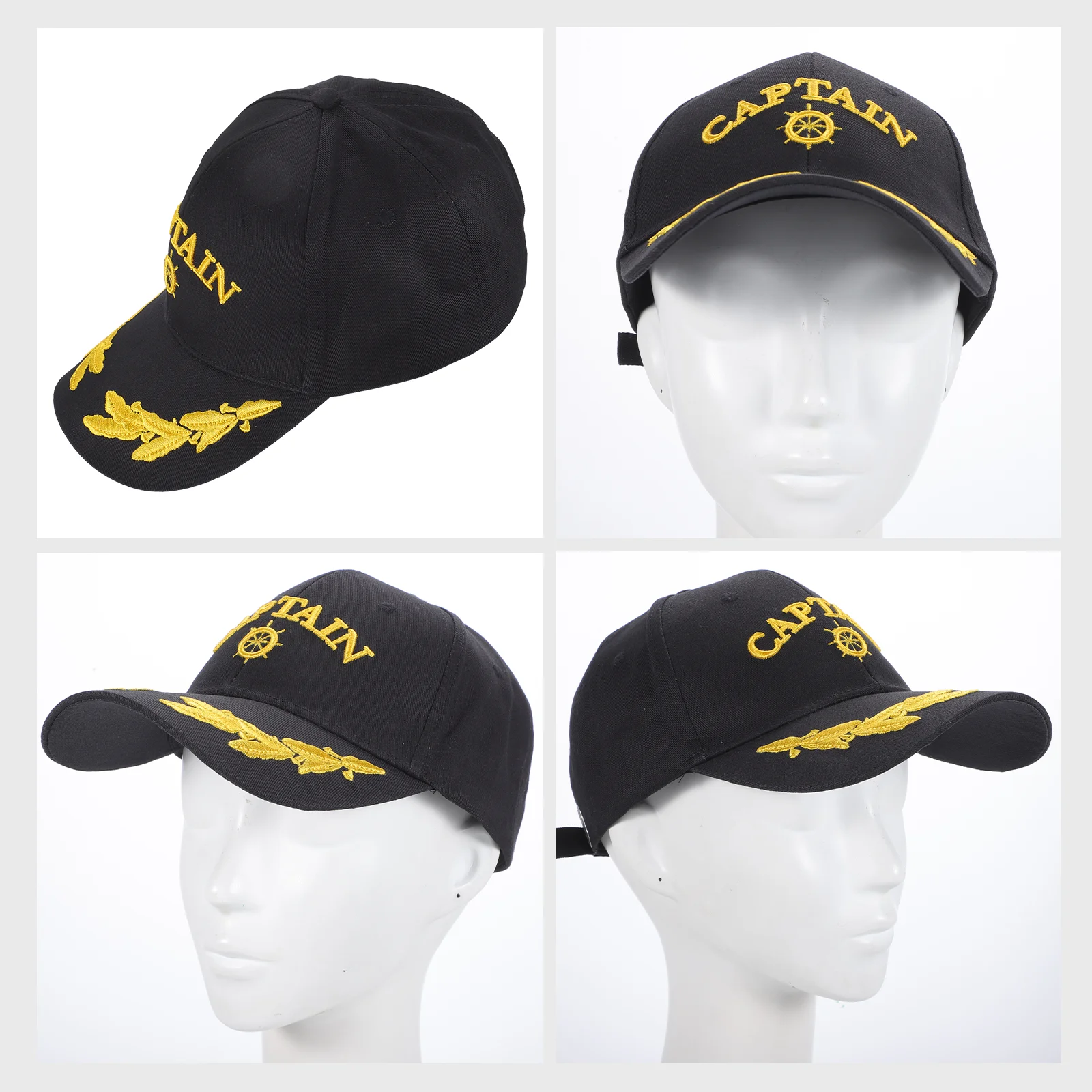 Chapeaux de soleil réglables pour hommes et femmes, casquette American Feel, casquette de baseball, casquette à visière noire, capitaine