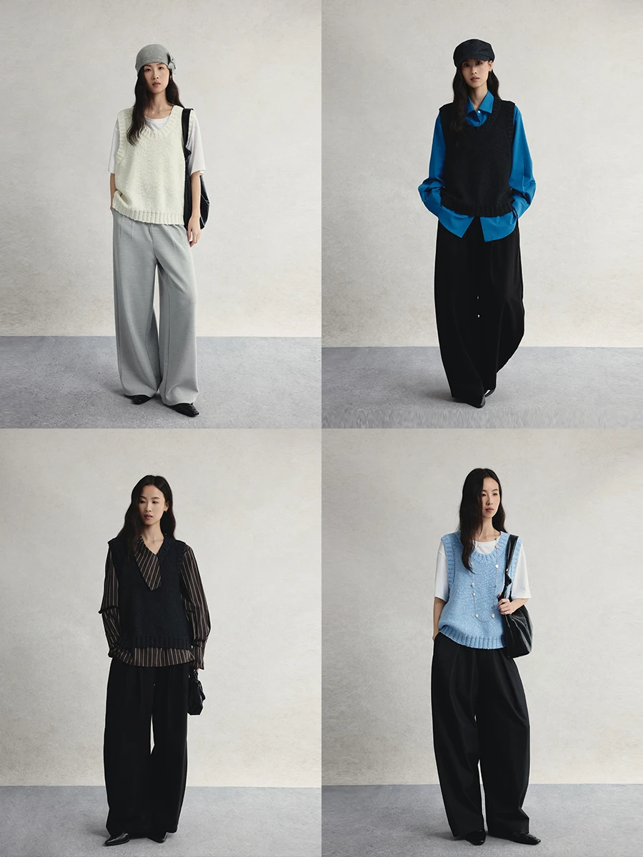 

Вязаный мягкий уютный жилет-свитер без рукавов из солевого трикотажа, однотонный, для многослойного ношения, в японском стиле, оригинальный дизайн Caremind