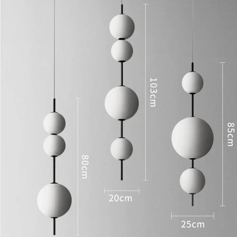 X2-مصمم Led الزجاج الأبيض قلادة الثريا للمقهى بار غرفة نوم المطبخ 4 رؤساء كرة مستديرة معلقة تركيبة إضاءة المنزل