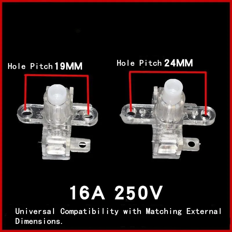 10PCS Universal Socket Power Push Button Switch Accessory Power Strip Self-Locking Push Button Switch 10A/16A 250V