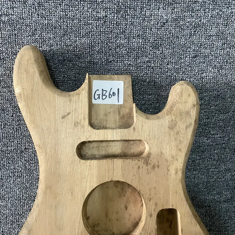 GB601 Mini and Travel Electric Guitar Unfinished Guitar Body in Solid Wood 1 Single Pickups with Speaker Active for DIY