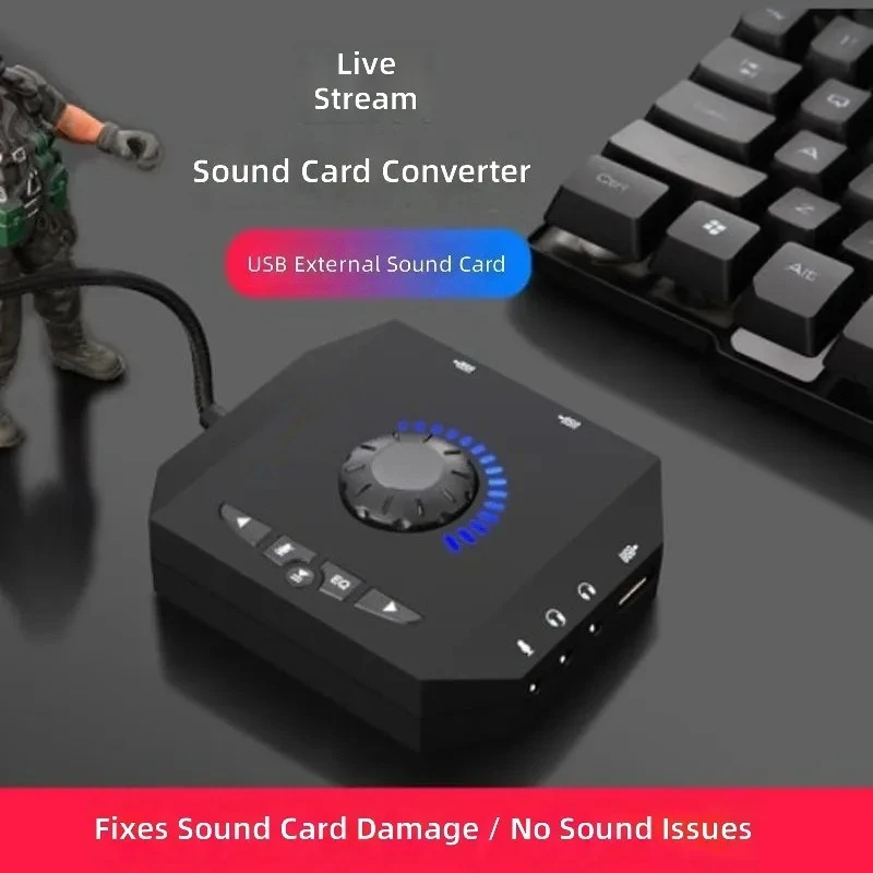 for 7.1 Channel Drive  Game USB External Sound Card Audio Converter Computer Headset Microphone Stereo