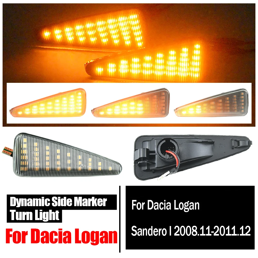 For Dacia Logan Sandero I Renault Stepway Thalia 2008 2009 2010 2011 2Pcs Dynamic LED Side Marker Light Turn Signal Blinker Lamp - view 6