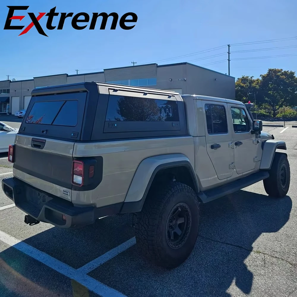 Extreme:Best Sale Aluminum Alloy Waterproof Locking Hinged Hardtop Truck Canopy for Jeep Gladiator JT 4x4 Pickup No-Drilling
