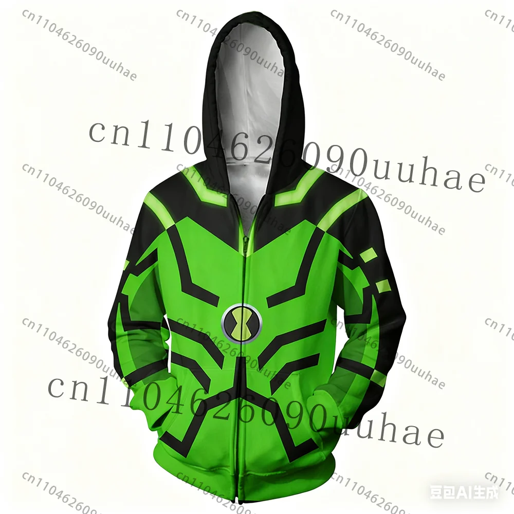 جديد أنيمي Omnitrix Ben10 تأثيري هوديي البلوز بن تينيسون طباعة طفل الكرتون هوديي خريف شتاء عادية Harajuku قلنسوة بسحاب